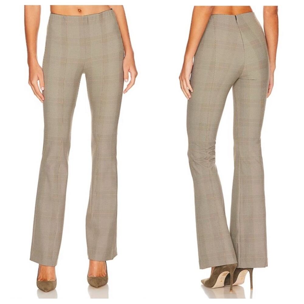 Rag & Bone Simone Plaid Jacquard Flare Pants in Beige Plaid - Size 2